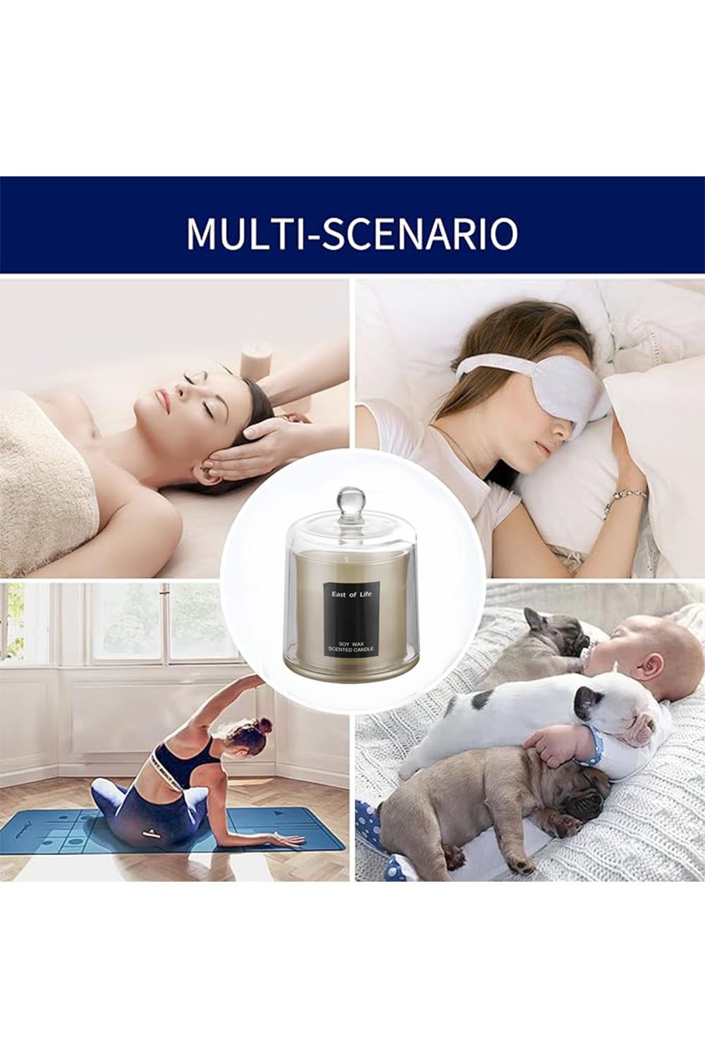 Living and Home Soy Wax Lychee & White Tea Scented Jar Candle Home Fragrance Help Sleep 9 x 11.5cm H image 5