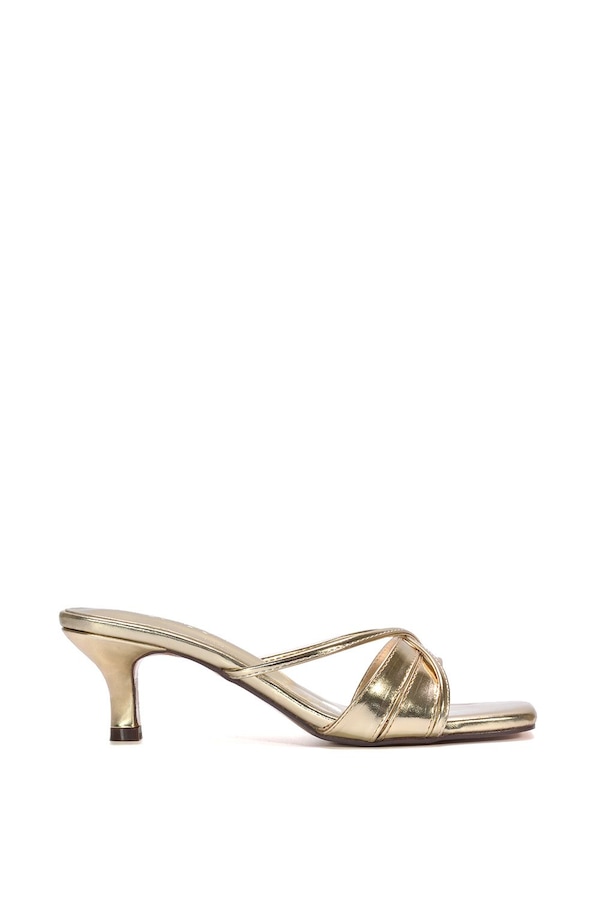 XY London 'Claudia' Mid Heeled Sandal Slip On Mules With Square Toe