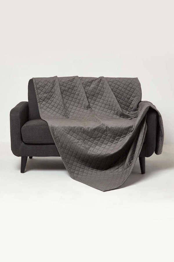 Homescapes Diamond Quilted Velvet Throw