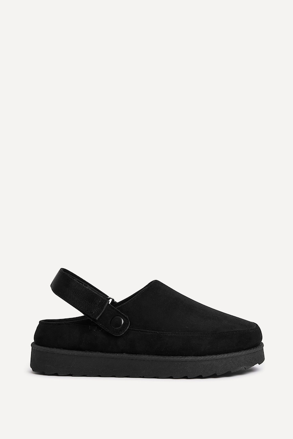 Linzi Teddy Black Slip-On Slingback Clog