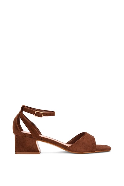 XY London 'Hayley' Strappy Block Low Heel Sandals With Cut Out