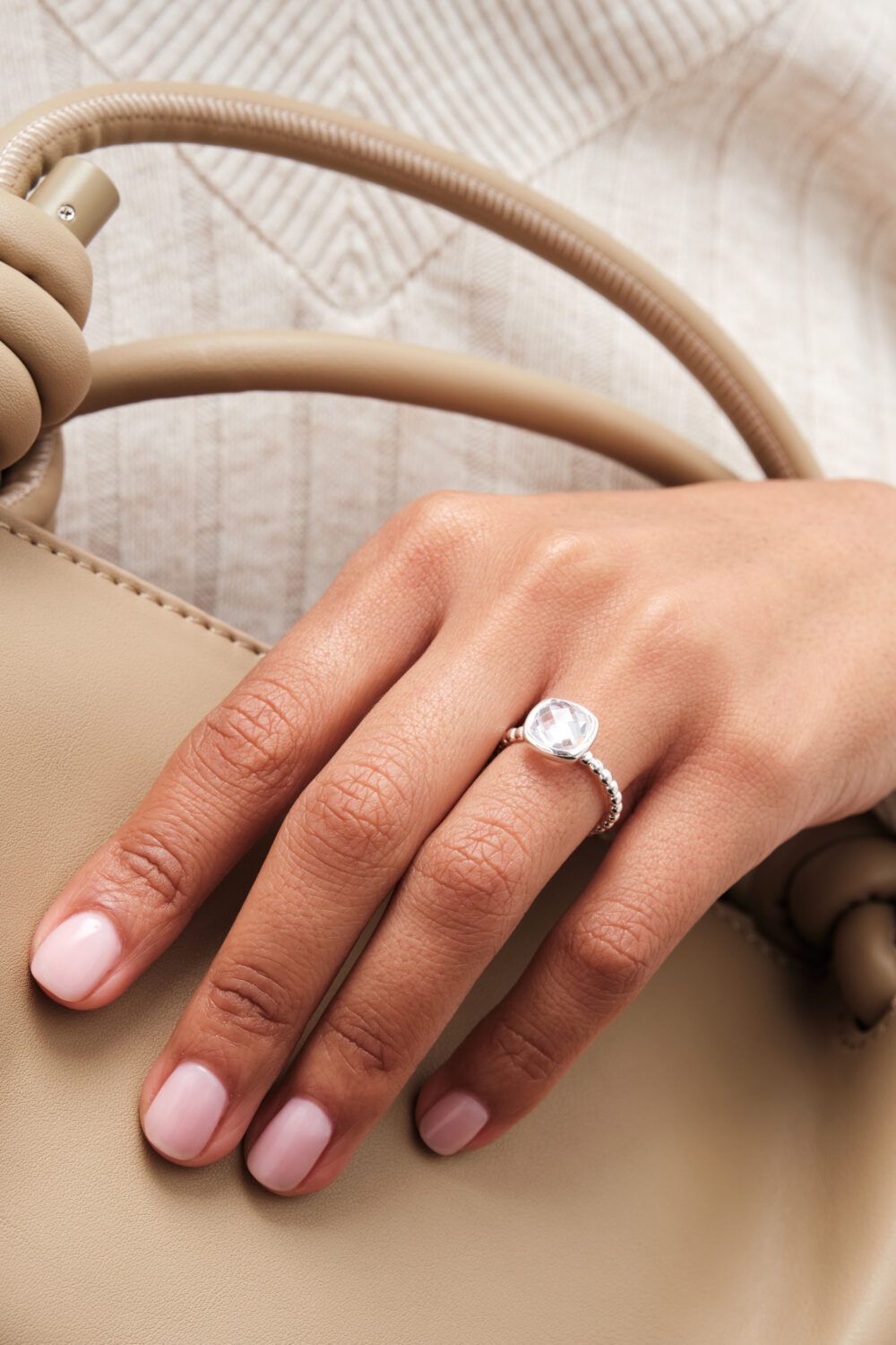 Simply Silver Sterling Silver 925 Beaded Polished And Cubic Zirconia Centre Ring image 5