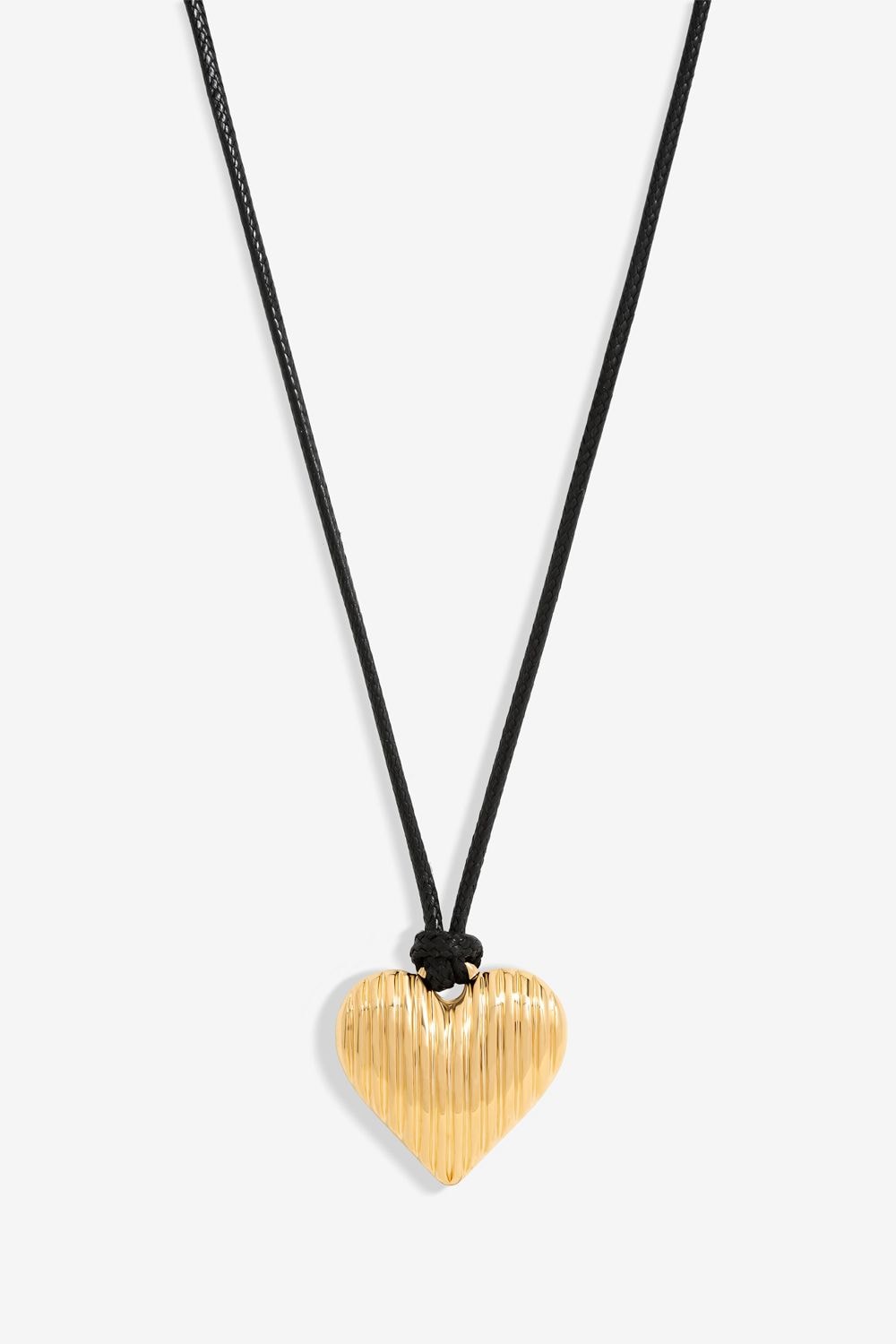 Jon Richard Black Cord And Gold Plated Ridge Heart Pendant image 1