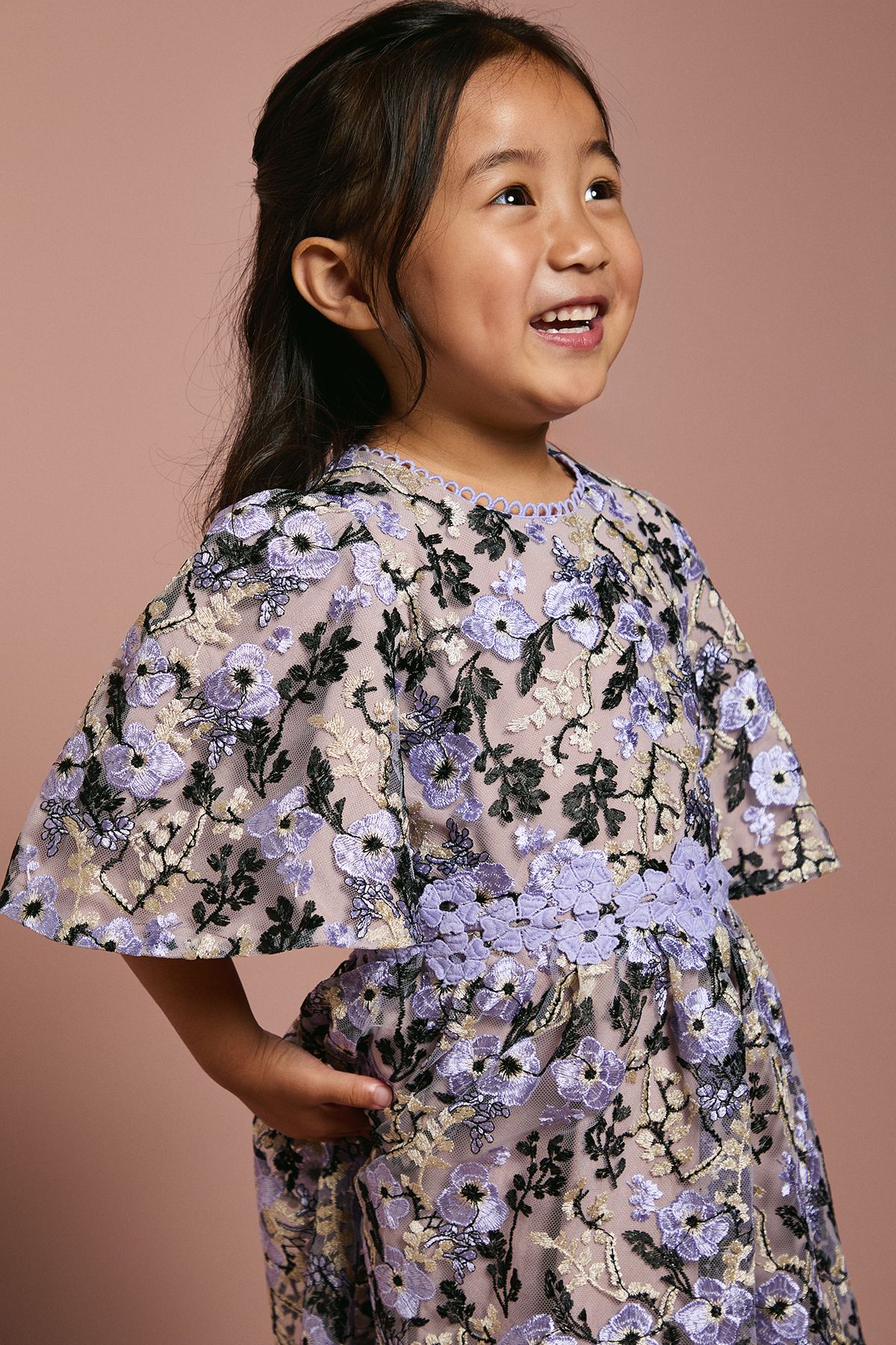 Coast Children's Embroidered Fluted Sleeve Dress Multi image 4