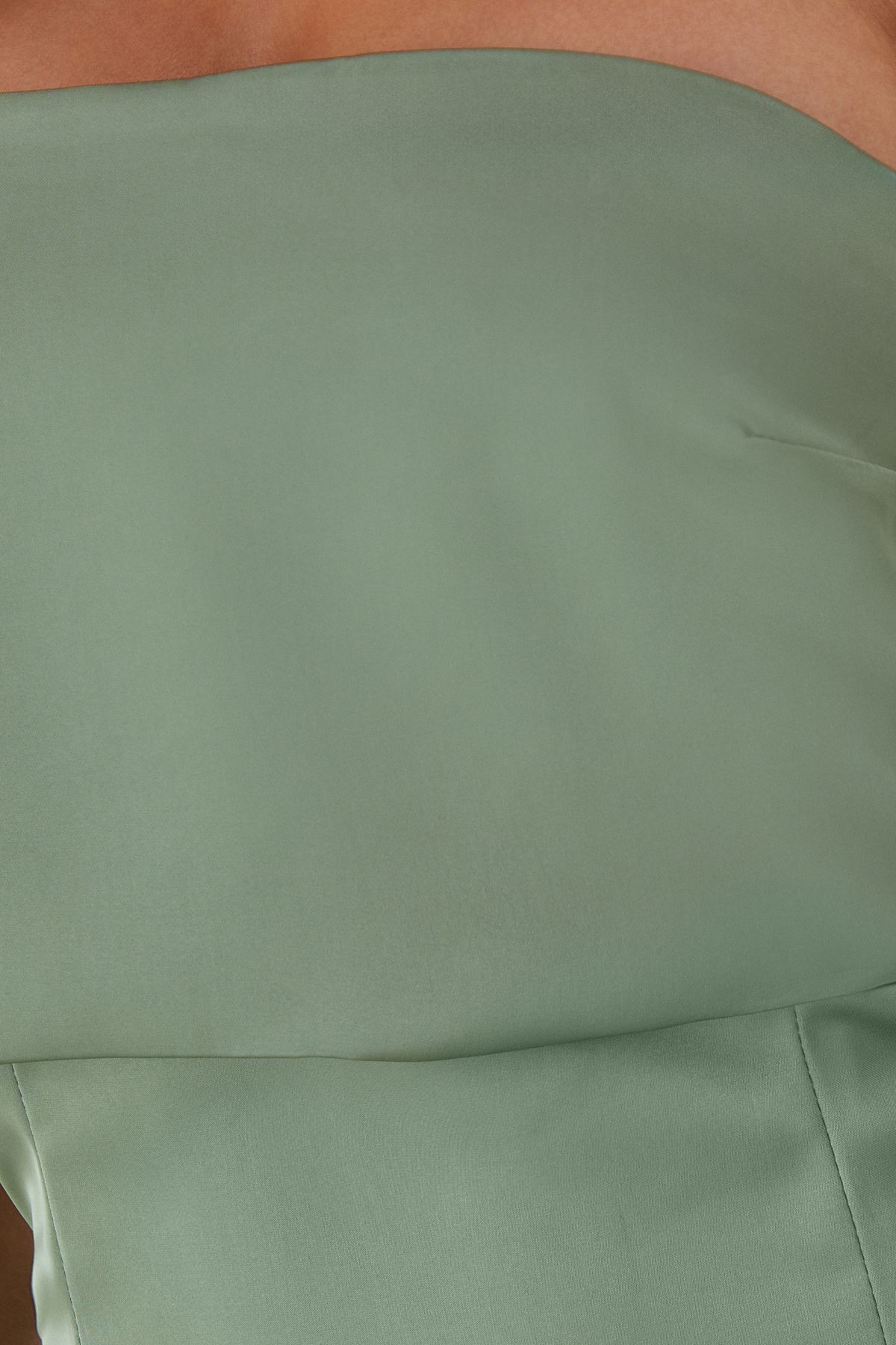 MissPap Premium Satin Bandeau Overlay Bridesmaid Dress Sage image 5