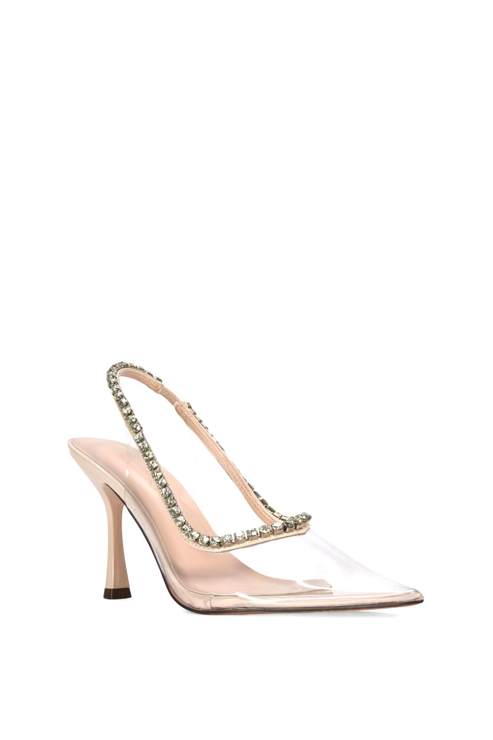 XY London 'Beryl' High Heel Clear Pointed Toe Court Shoes with Jewels image 2