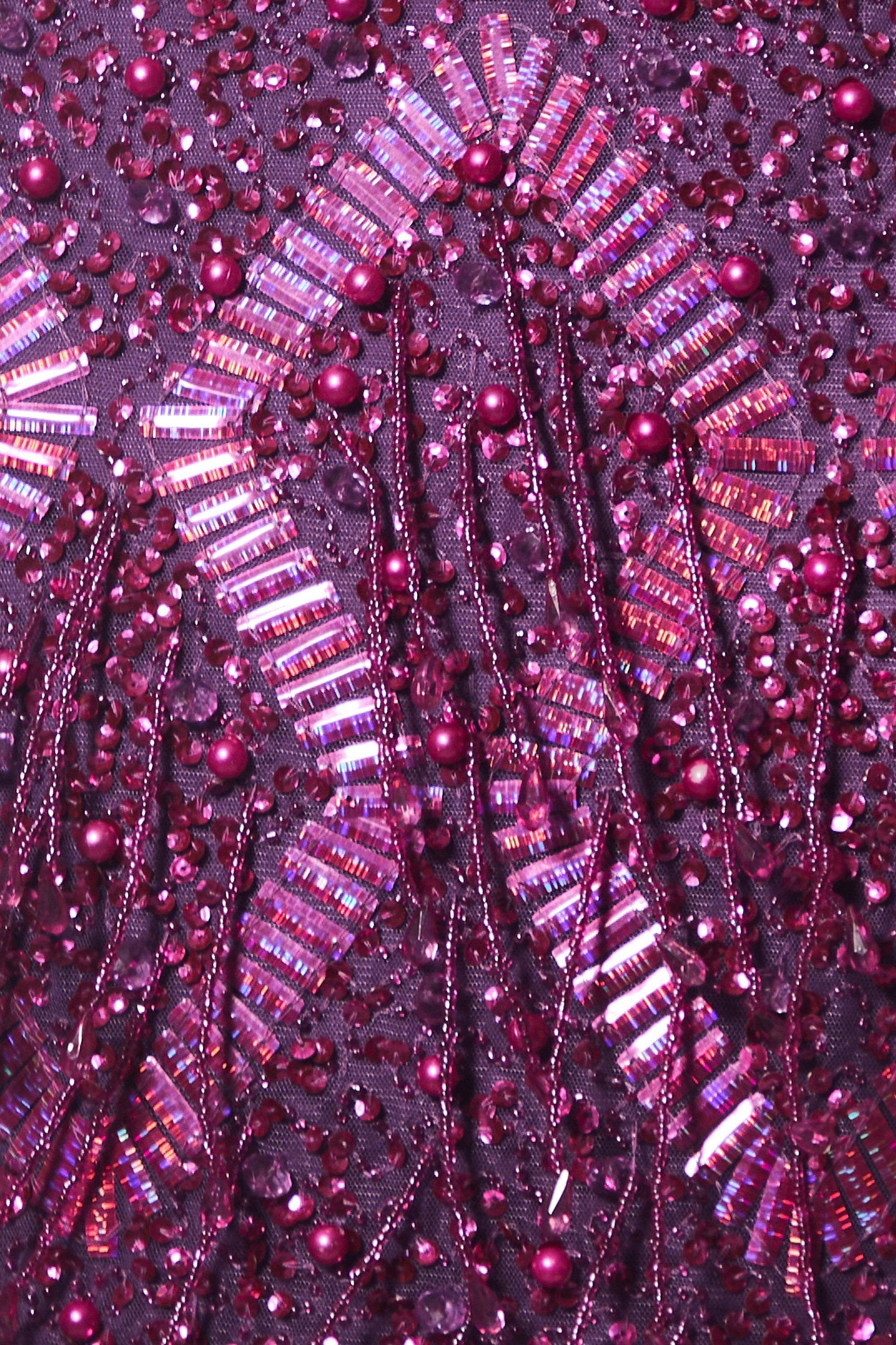 NastyGal Diamante Embellished Tassel Beaded Booty Shorts Magenta Pink image 5