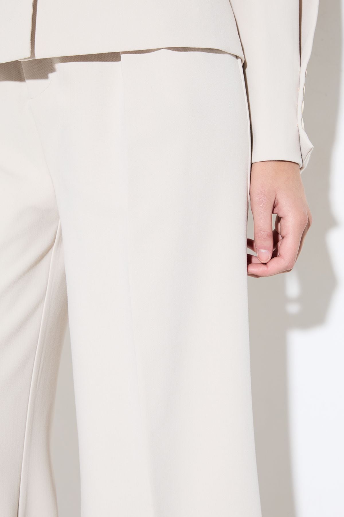 MissPap Premium Pleat Front Wide Leg Trousers Cream image 4