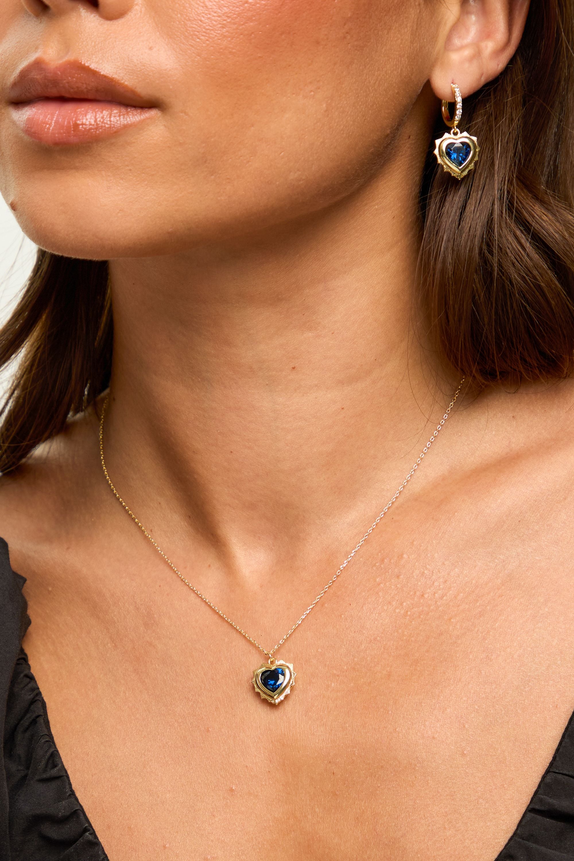 Jon Richard 14Ct Real Gold Plated Heart Birthstone Huggie Earrings - September image 4