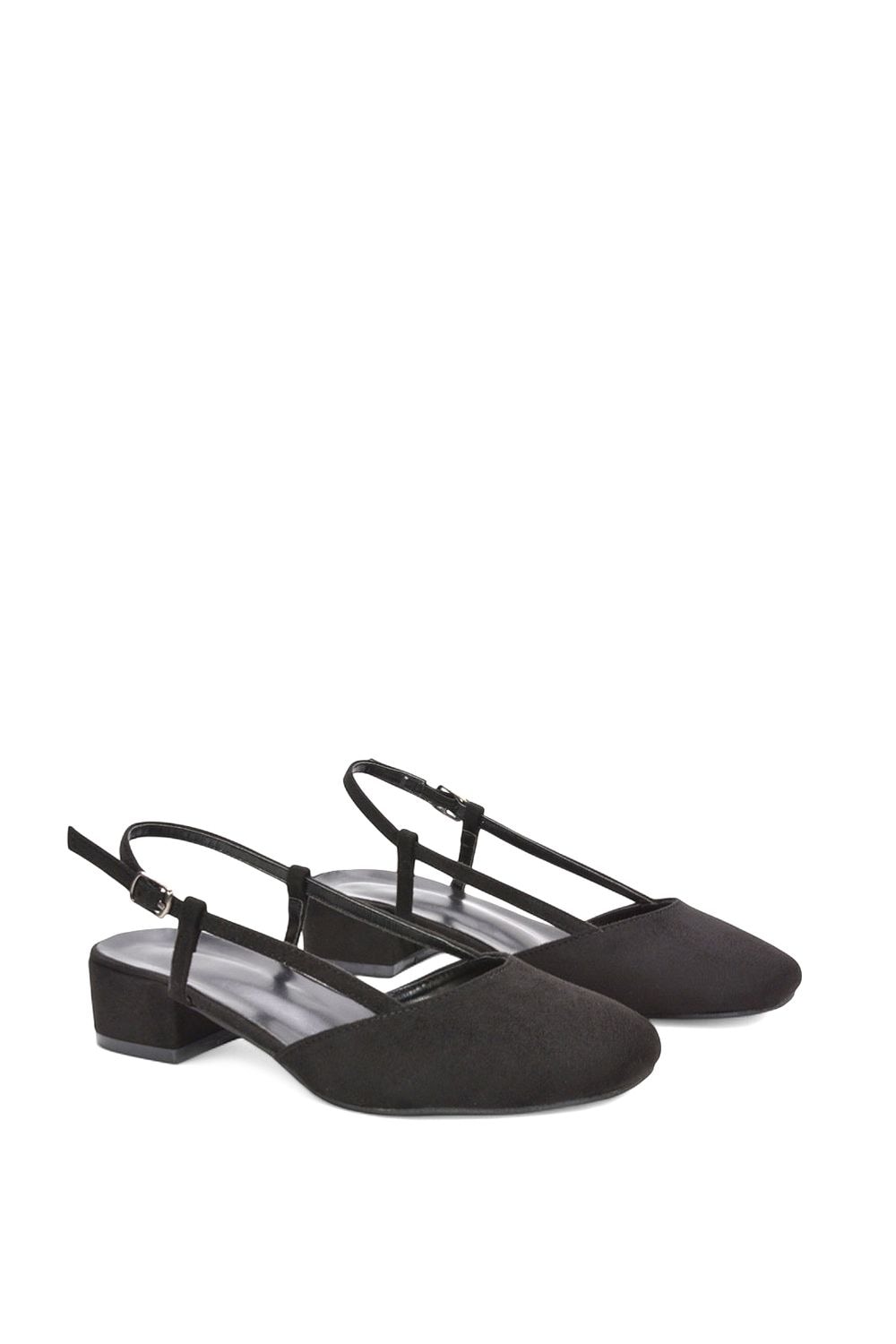 XY London 'Kira' Low Heel Court Shoes With Slingback and Buckle image 3