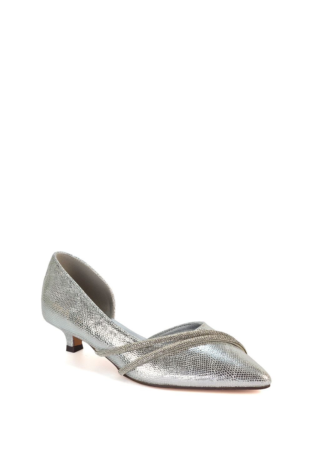 XY London 'Kirsty' Pointed Rhinestone Low Kitten Heel Court Shoes image 2