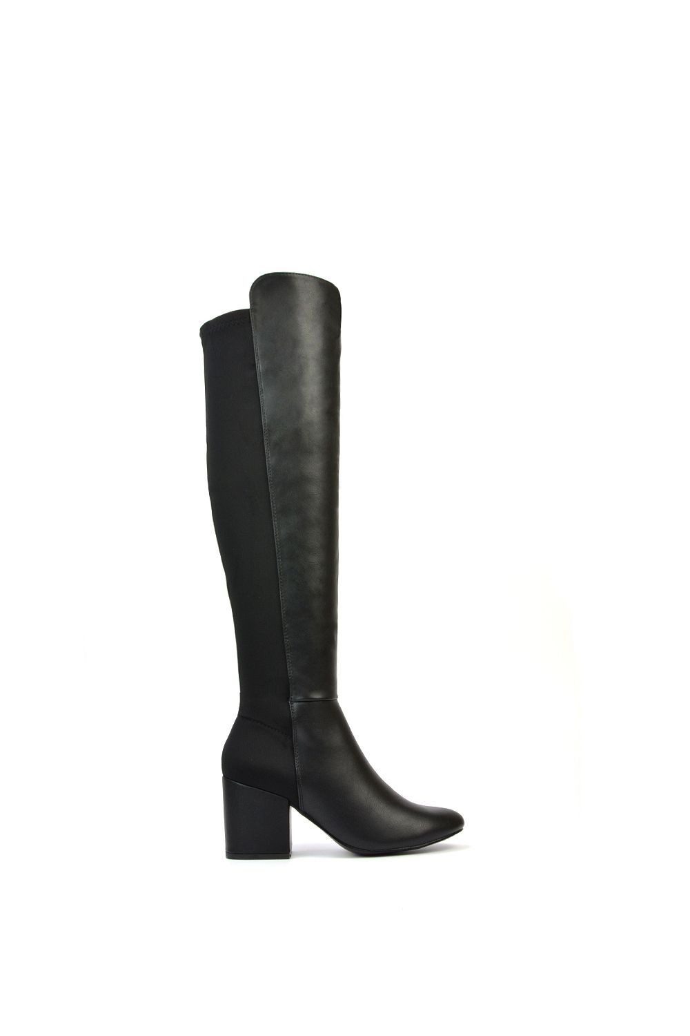 XY London ‘Falcon’ Knee High Boots Elasticated Calf Fit Mid Block Heel image 1
