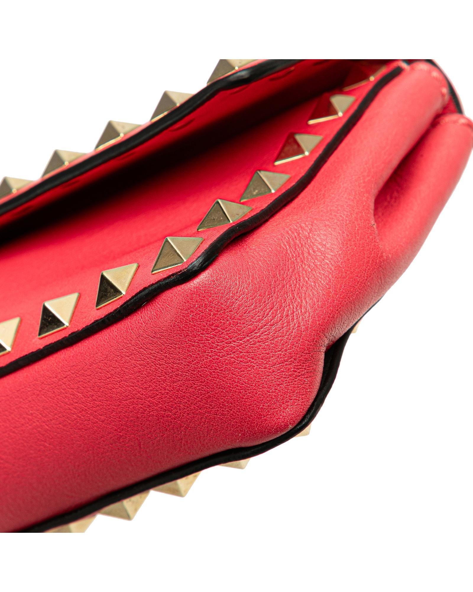 Valentino Preloved Studded Leather Clutch Wo - Pink Clutches image 8