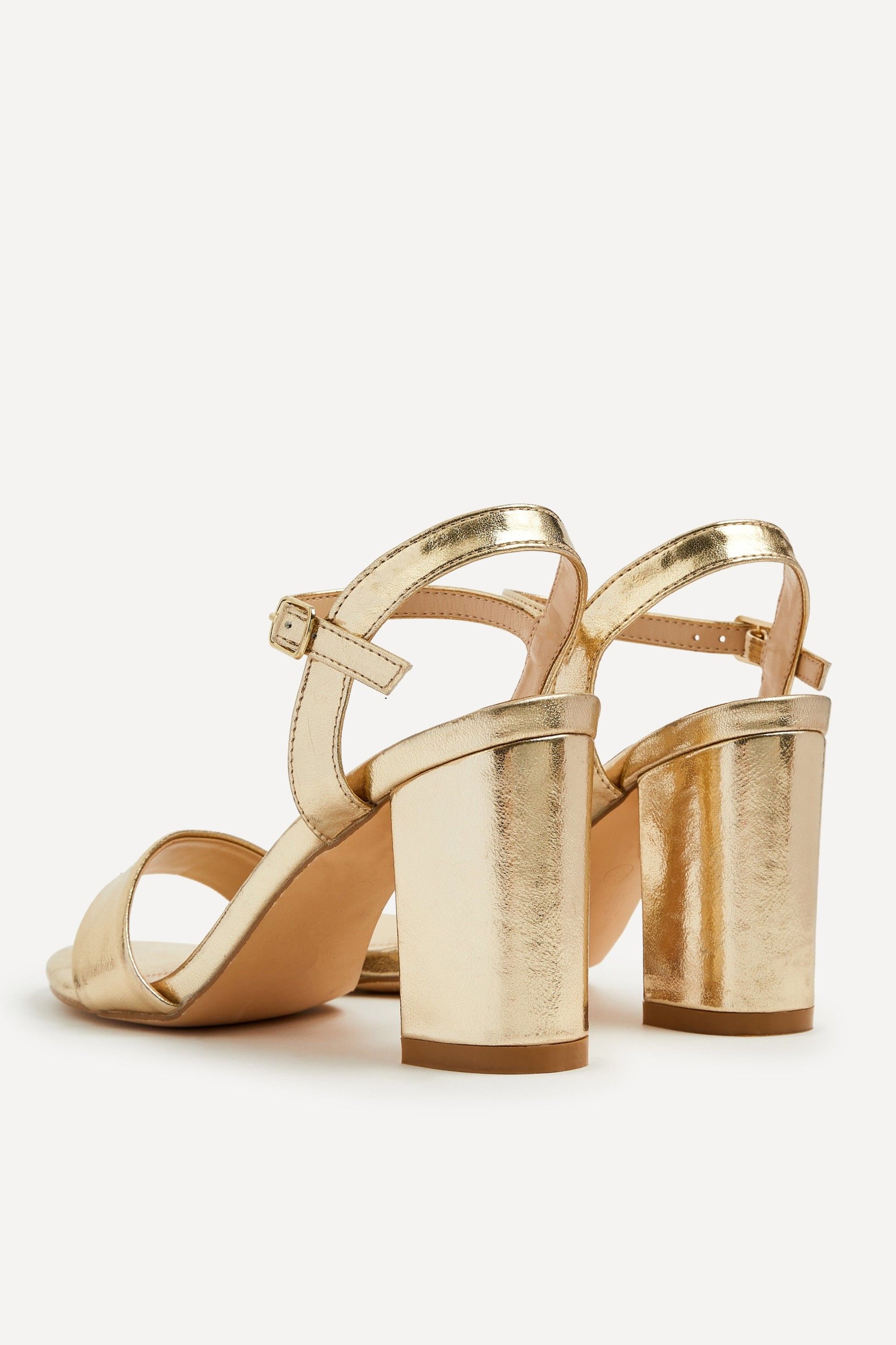 Linzi Skyline Gold Faux Leather Open Back Barely There Block Heeled Sandal image 4