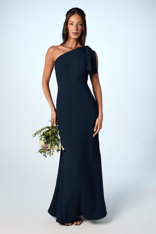 Coast Coast Honoured Bow One Shoulder Maxi Bridesmaid Dress Navy