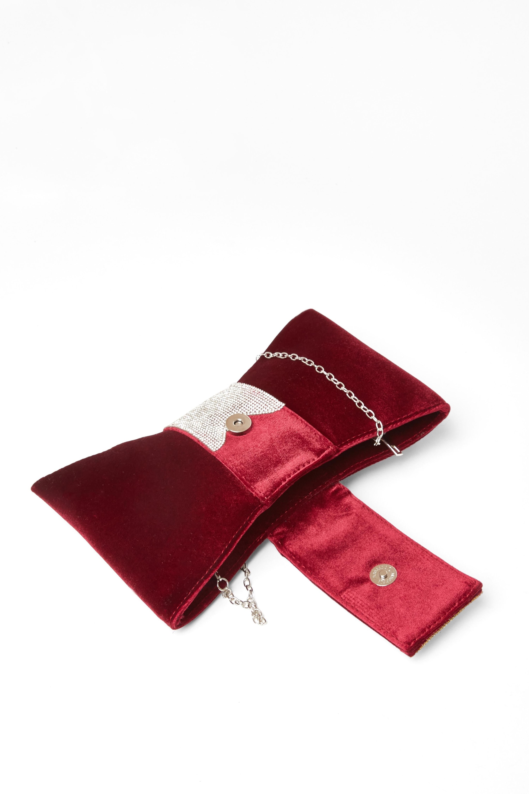 Quiz Burgundy Diamante Bow Clutch Bag image 2