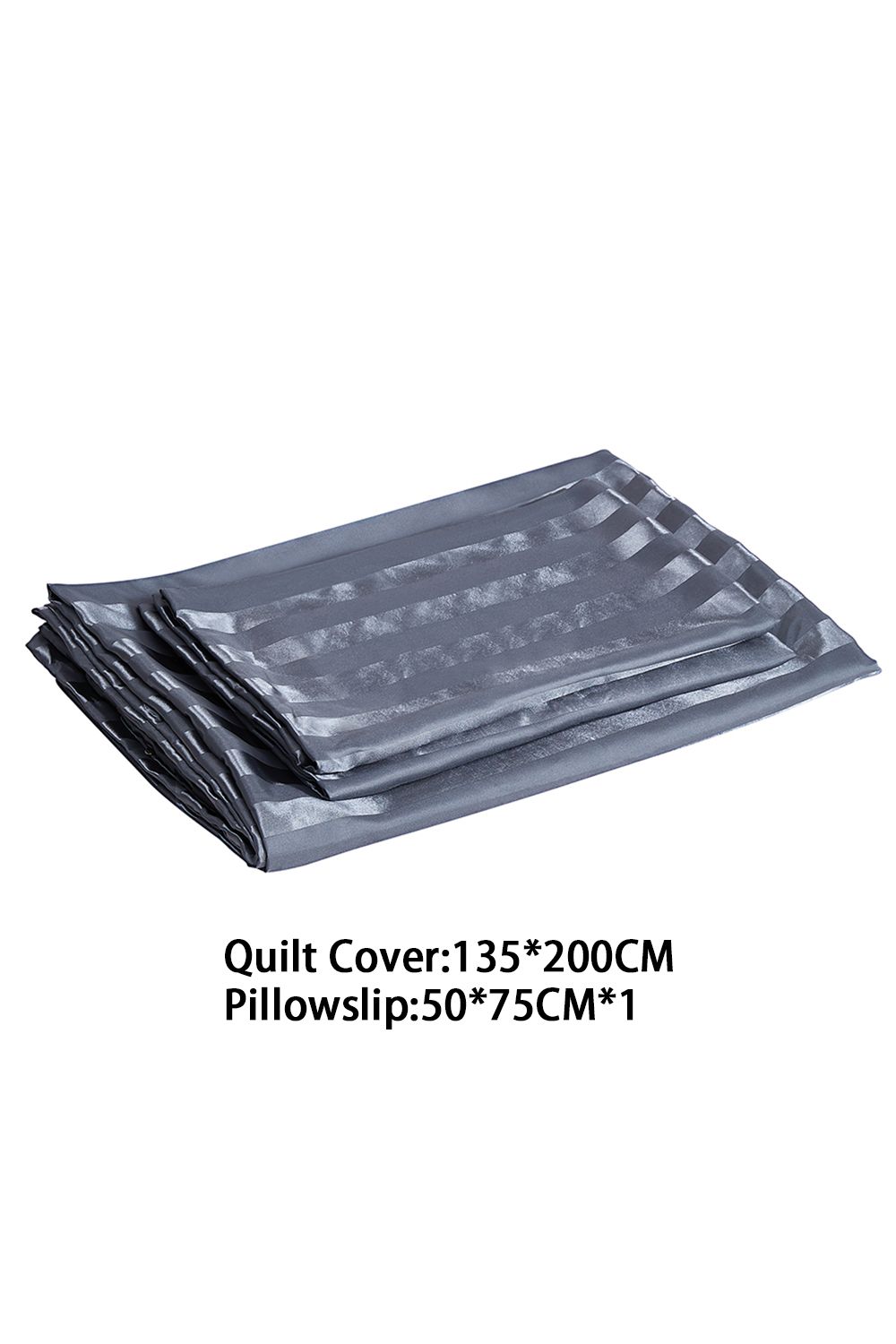 Living and Home Grey Striped Satin Accent Single Duvet Cover Set – 135x200cm Duvet & 50x75cm Pillowcase image 6