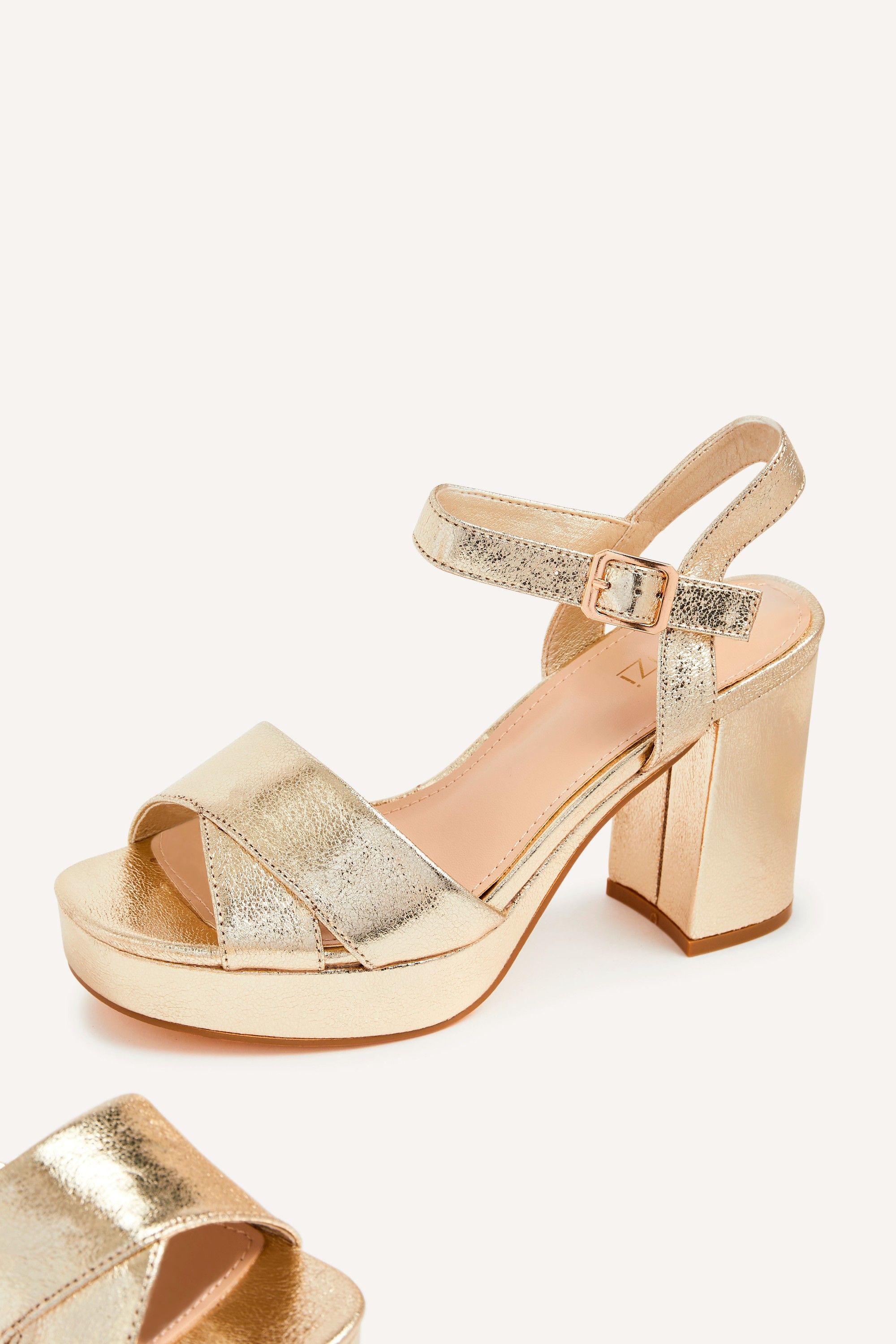 Linzi Verony Gold Faux Leather Platform Block Heel image 5