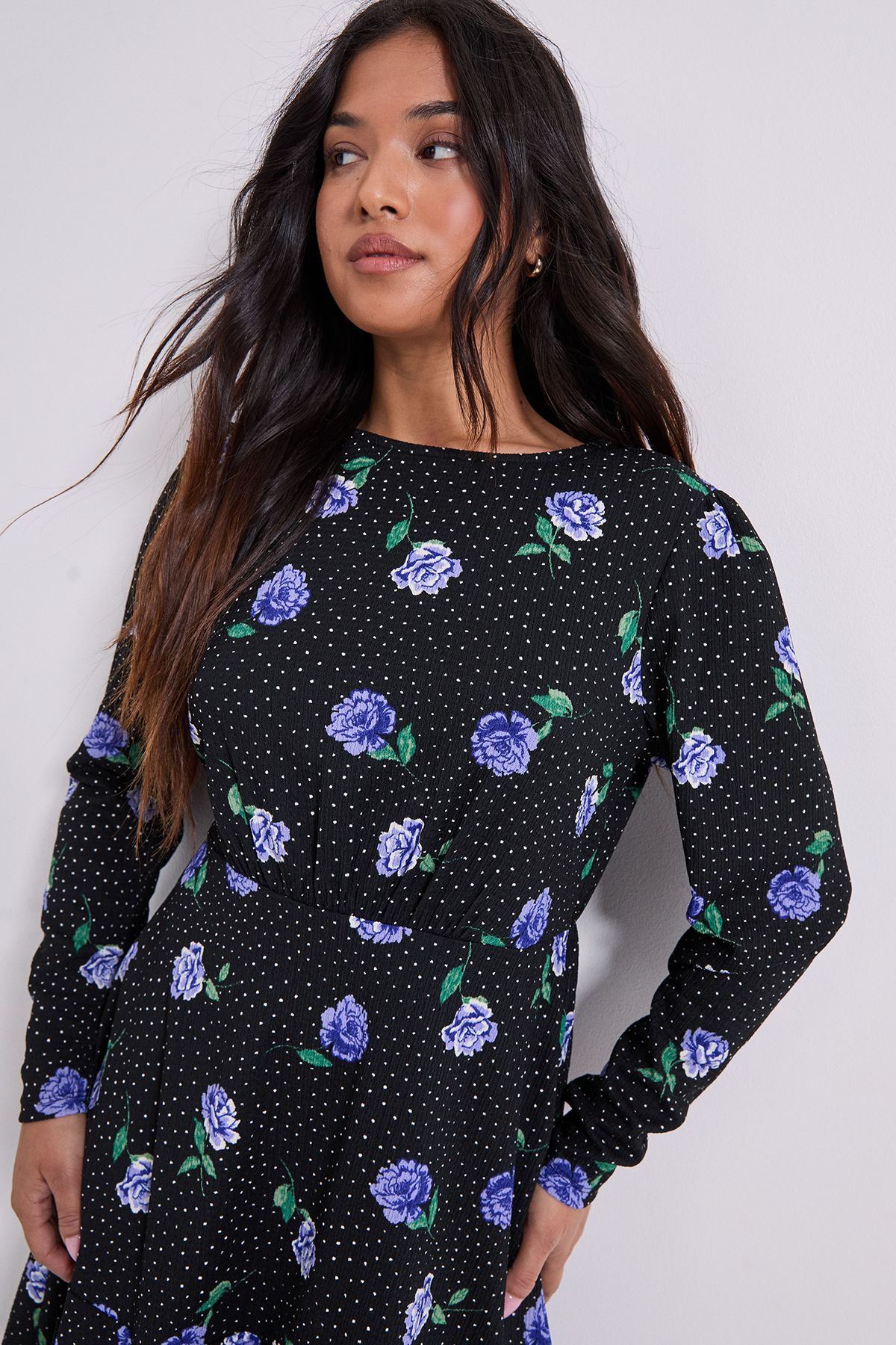 Dorothy Perkins Petite Wrap Skirt Detail Jersey Mini Dress Blue image 4