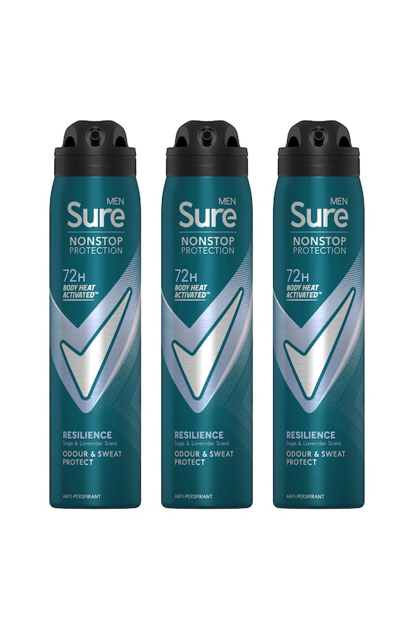Sure Men Resilience 'Deodorant Spray' w/ 72H Nonstop Protection 250ml, 3pk