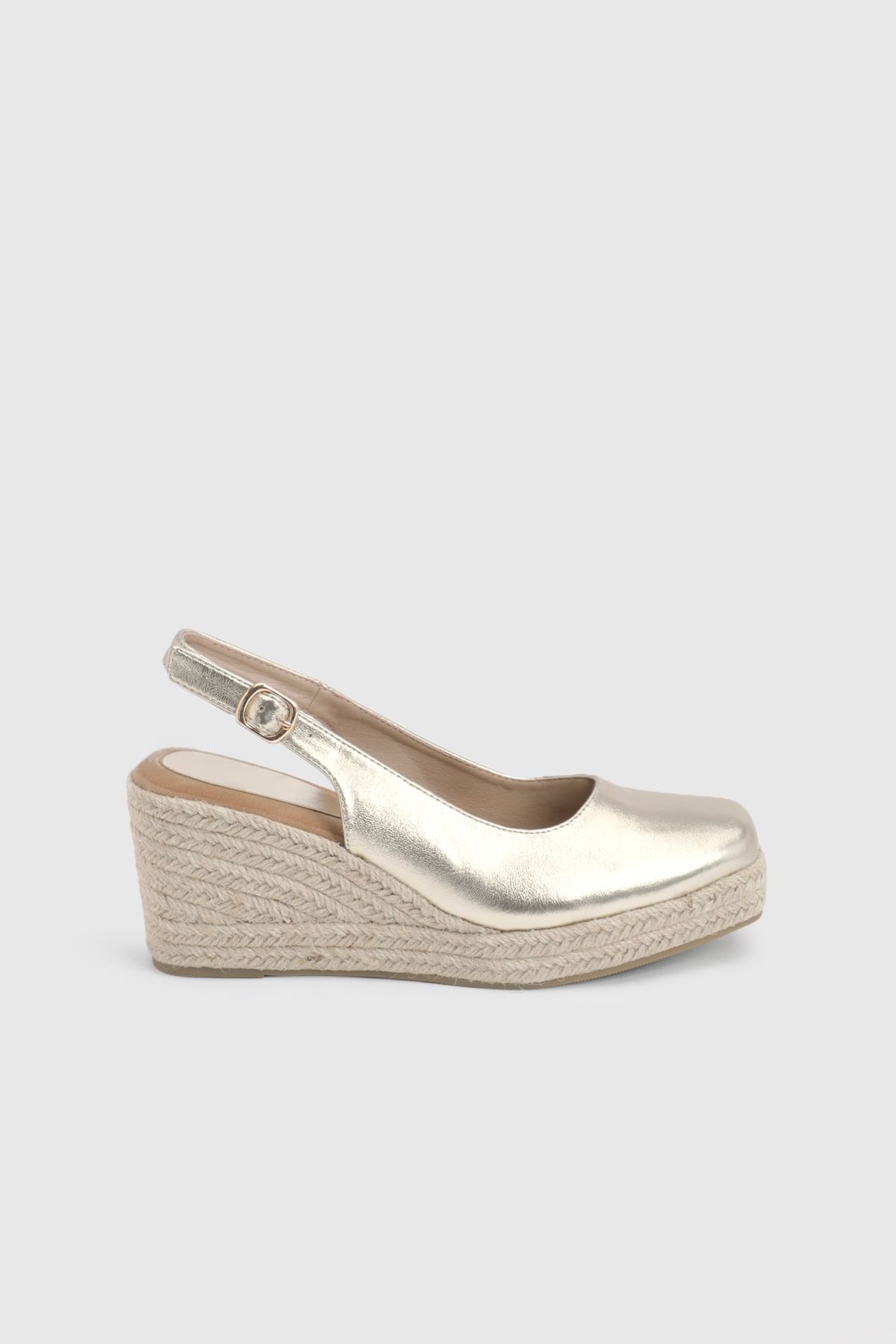 Dorothy Perkins Reggie Faux Suede Closed Toe Slingback High Espadrille Wedges Gold