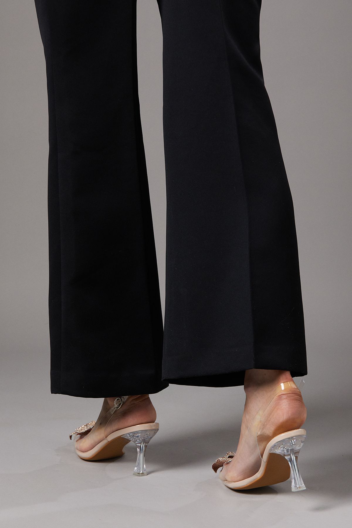 Coast Venessia Clear Vinyl Diamante Corsage Detail Heeled Court Shoes Rose Gold image 3