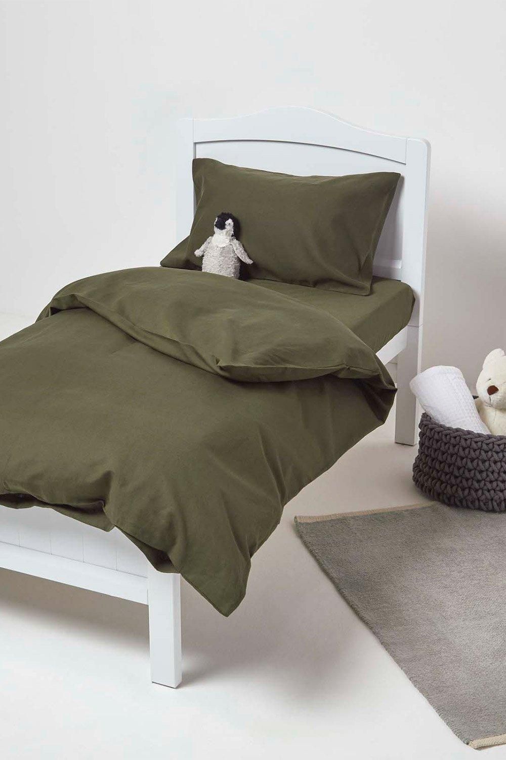 Homescapes Linen Cot Bed Duvet Cover Set 120 x 150 cm image 2