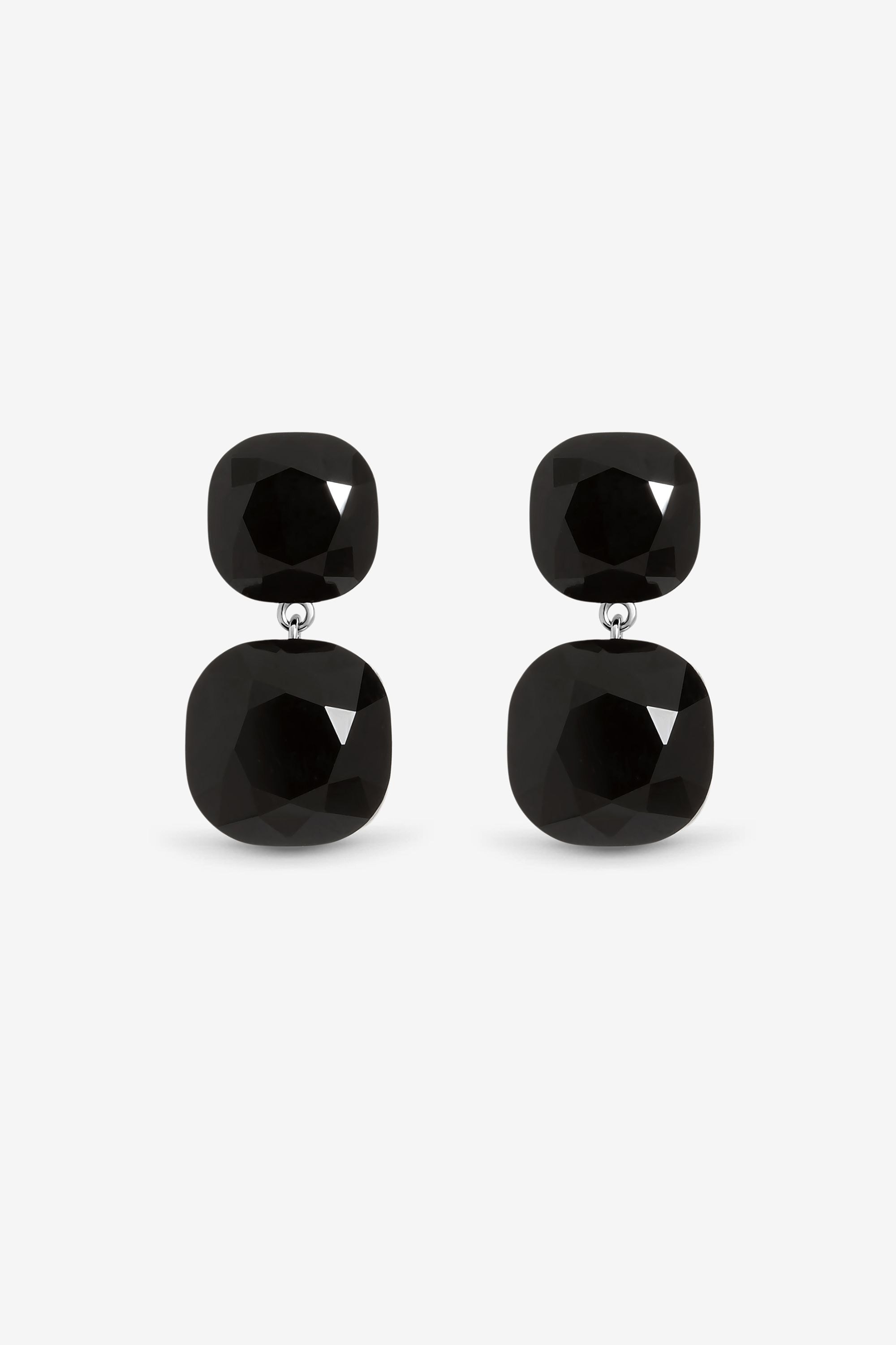 Jon Richard Rhodium Plated Jet Statement Stone Drop Earrings image 1