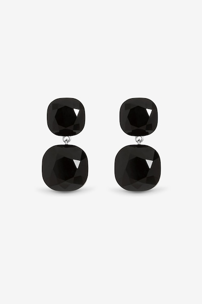 Jon Richard Rhodium Plated Jet Statement Stone Drop Earrings