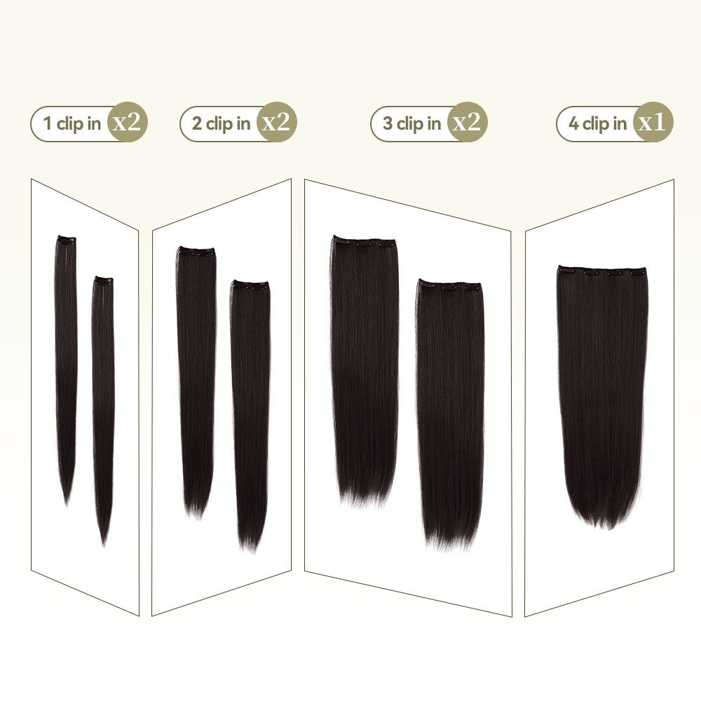 SHEONLY 7Pcs Brown Clip-In Straight Hair Extensions image 4