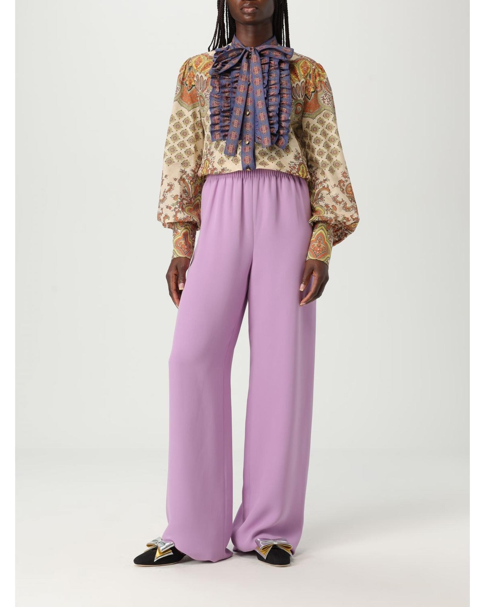 Valentino Wide Leg High Waist Pants Wo - Violet image 2