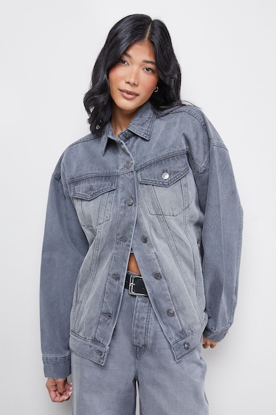 Warehouse Grey Oversized Denim Jacket Grey