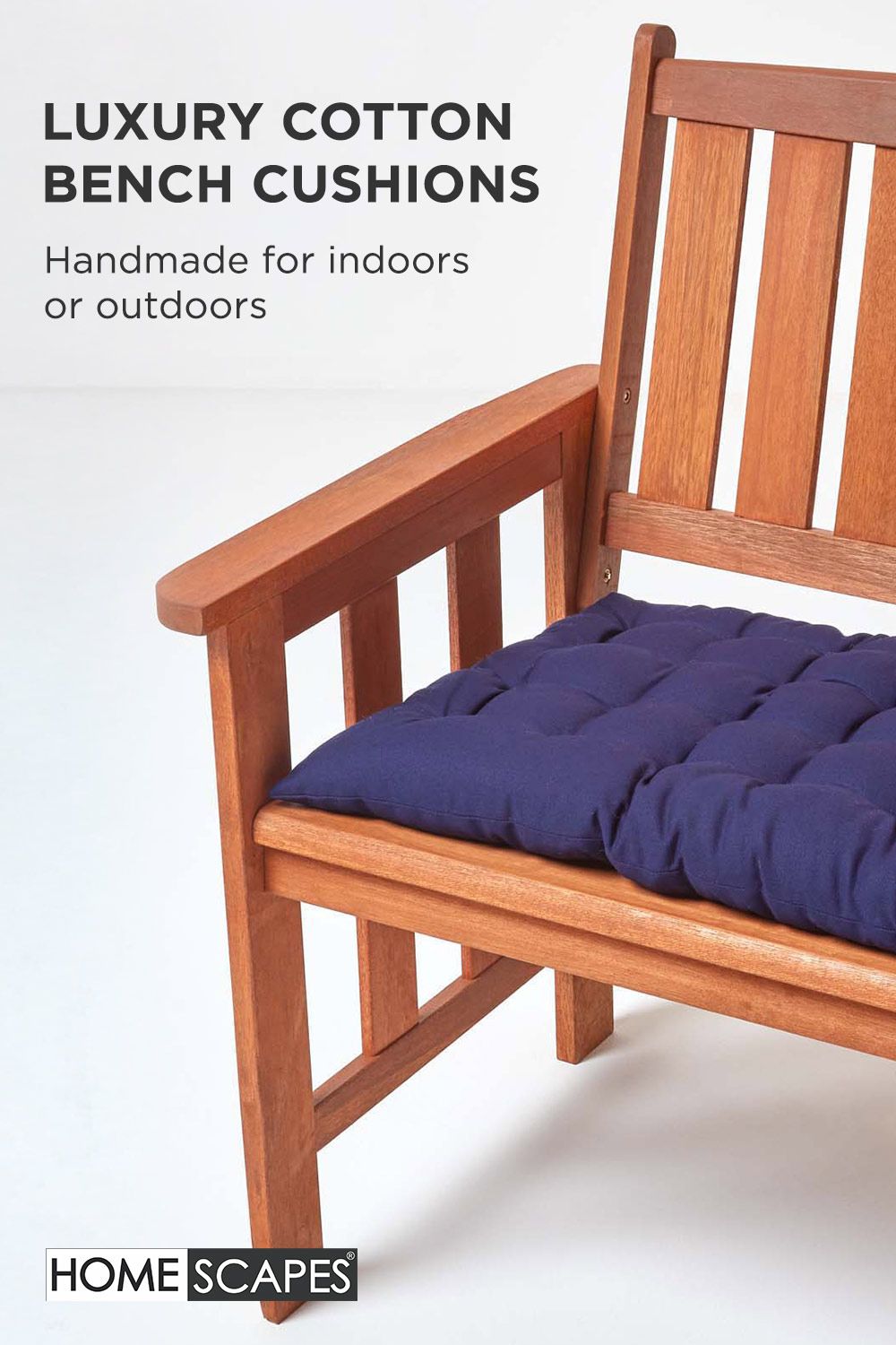 Homescapes Garden Bench Cushion Luxury 2 Seater Cotton Indoor Outdoor Pad, 108 x 42cm image 2
