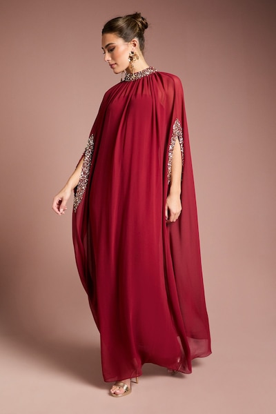 Coast Coast Muse Chiffon Cape Dress Wine