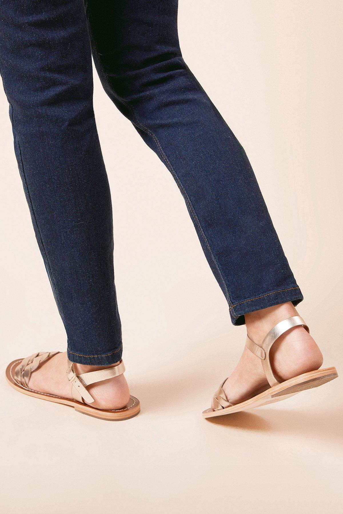 Dorothy Perkins Isobel Leather Twist Flat Sandals Gold image 2