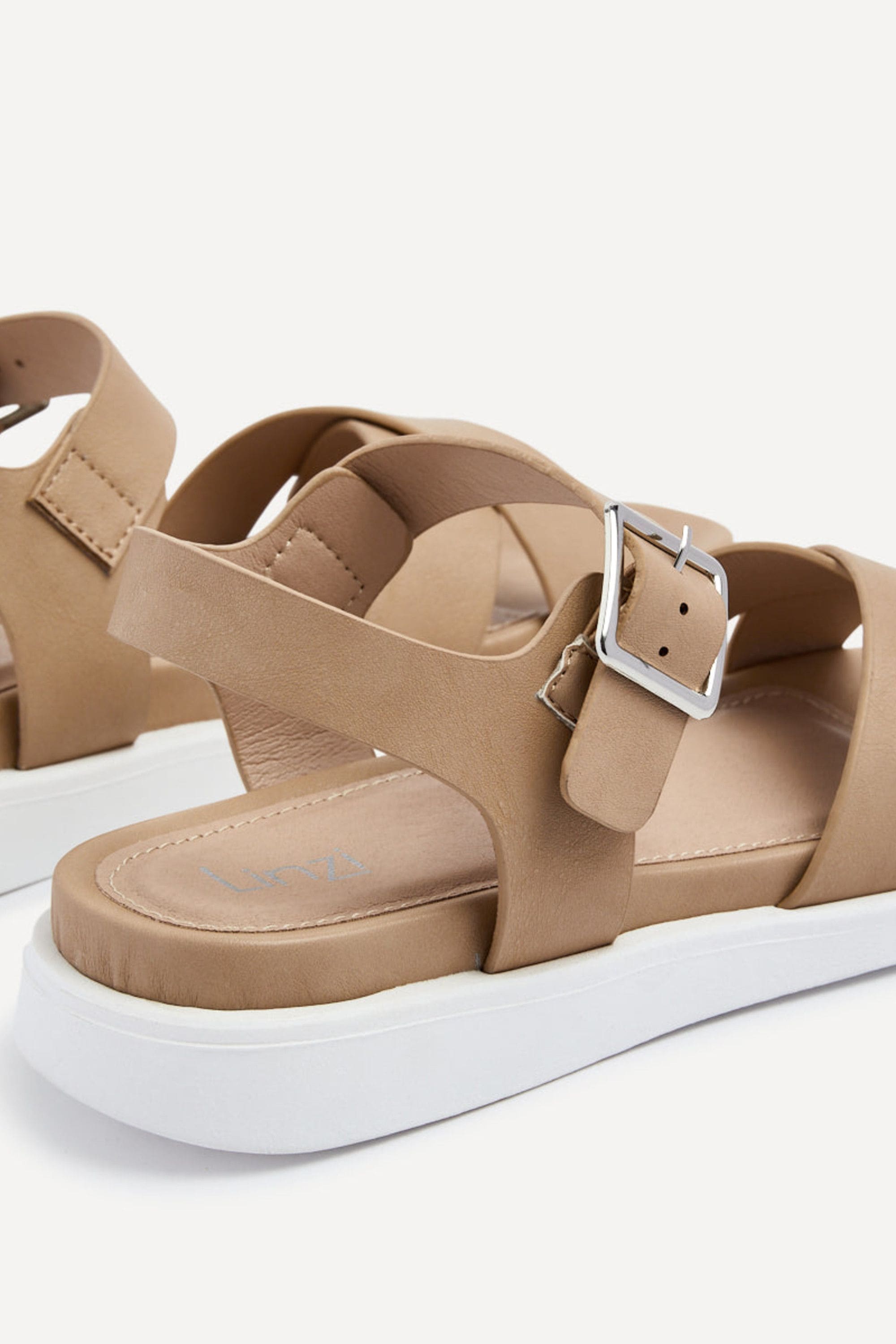 Linzi Alanis Mocha Faux Leather Footbed Sandals image 4