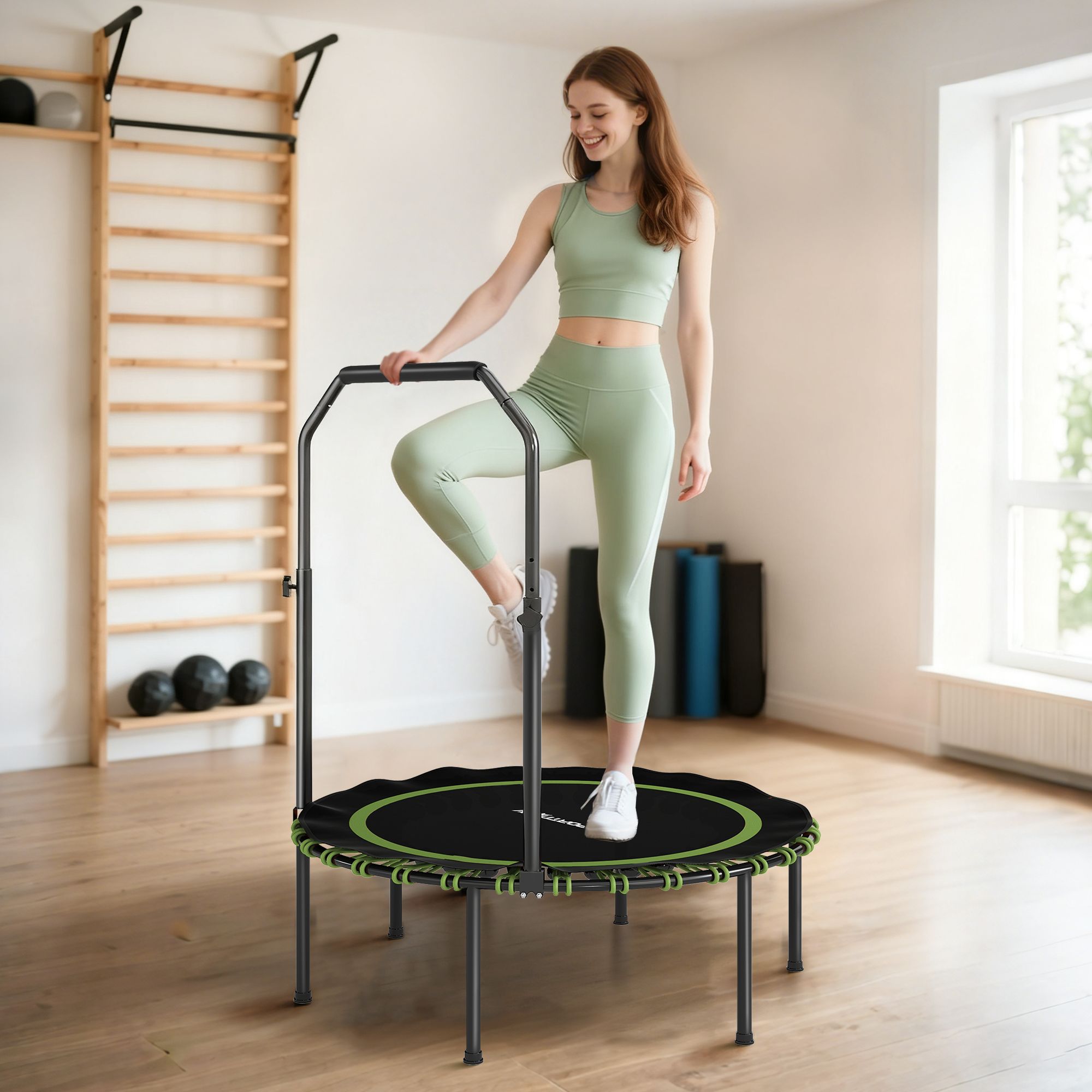 SPORTNOW 40'' Foldable Fitness Trampoline Rebounder with Handle image 1