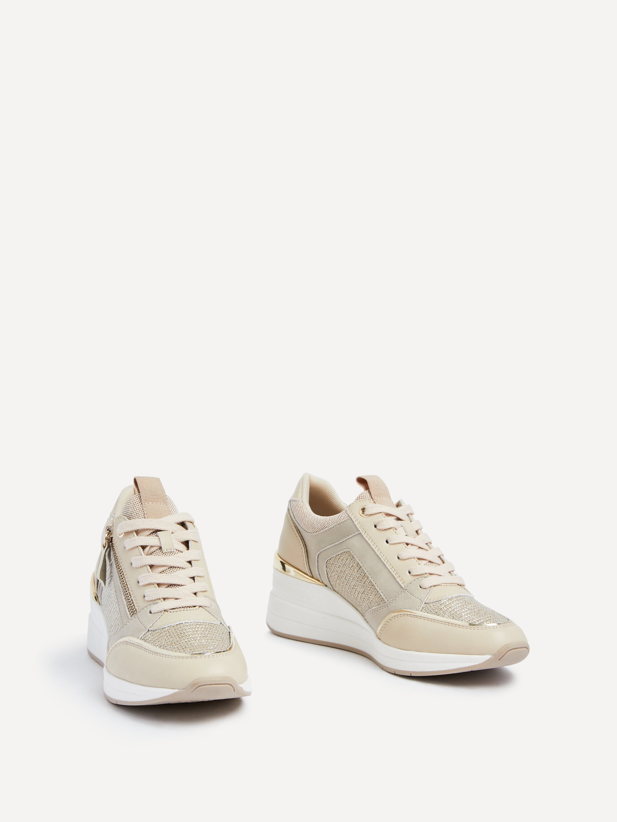 Linzi Everett Gold & Nude Wedged Trainer image 3