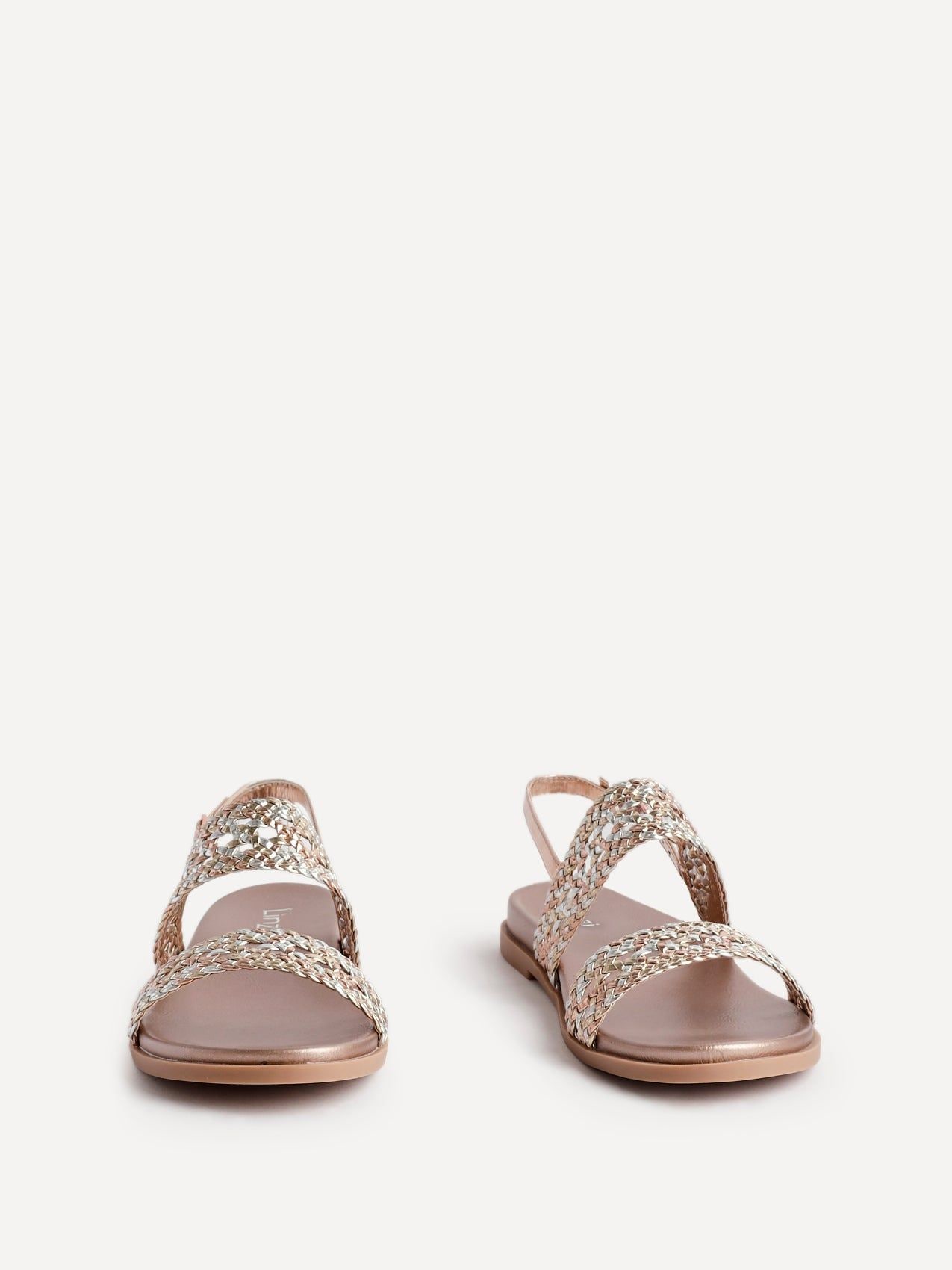Linzi Galia Rose Gold Faux Leather Handwoven Flat Sandals image 3