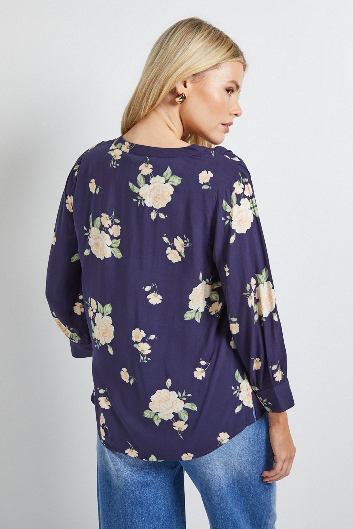 Dorothy Perkins Navy Floral Printed Overhead Shirt Navy image 3