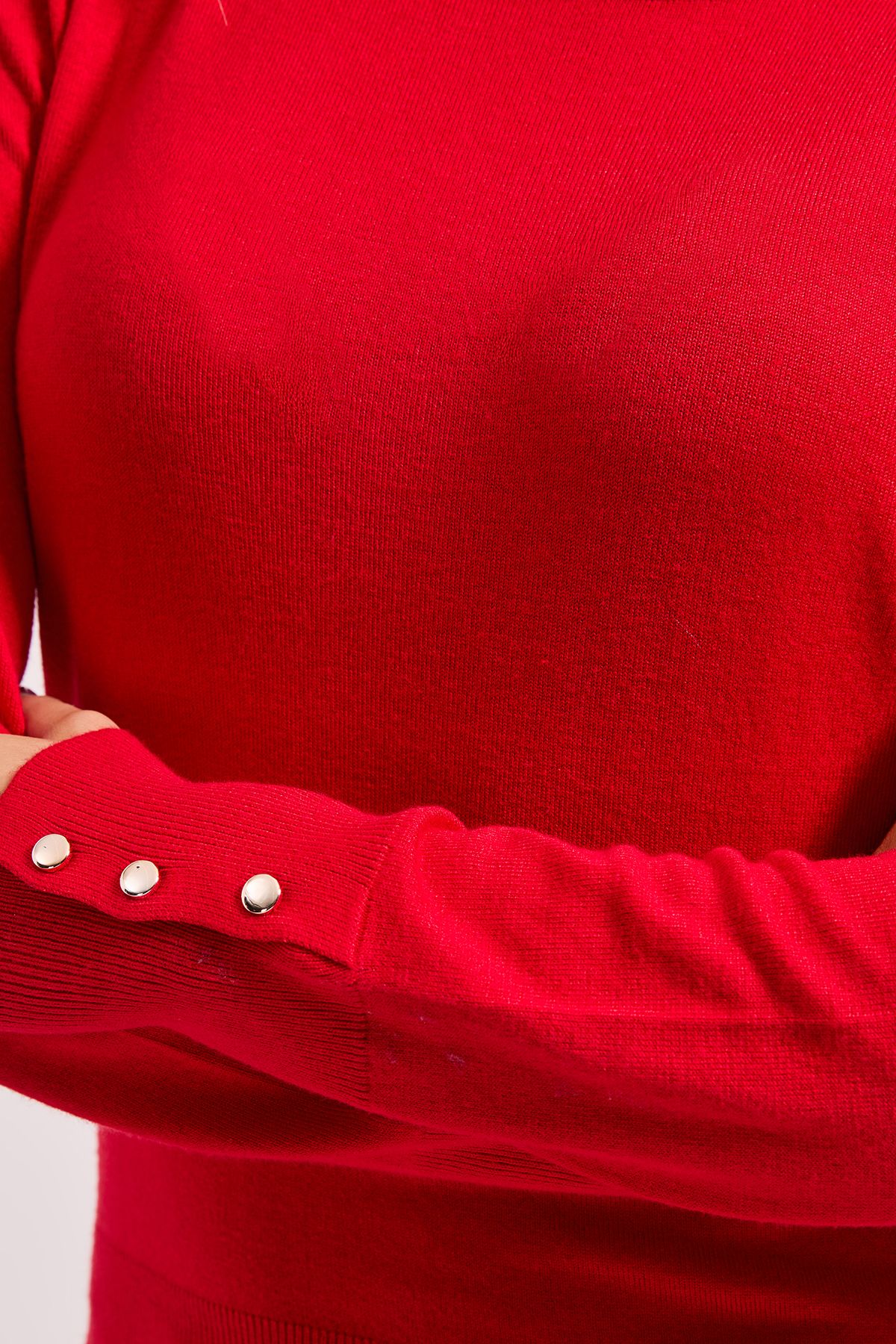 Dorothy Perkins Red Crew Neck Button Cuff Jumper Red image 5