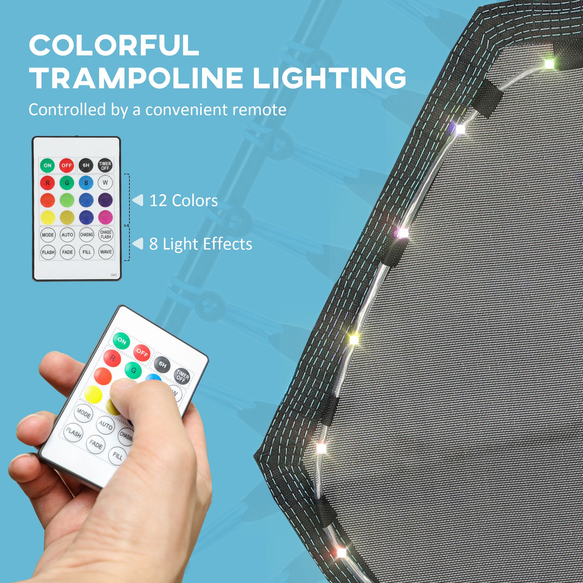 SPORTNOW 45" Fitness Trampoline with Adjustable Handle, LED Lights, Blue image 4