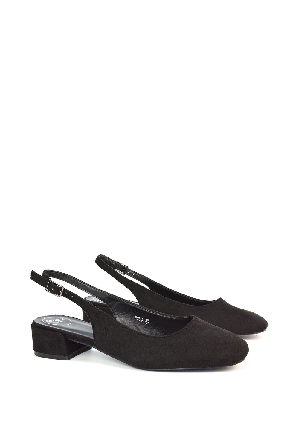XY London 'Jilly' Square Toe Slingback Low Block Heel Court Shoes image 3