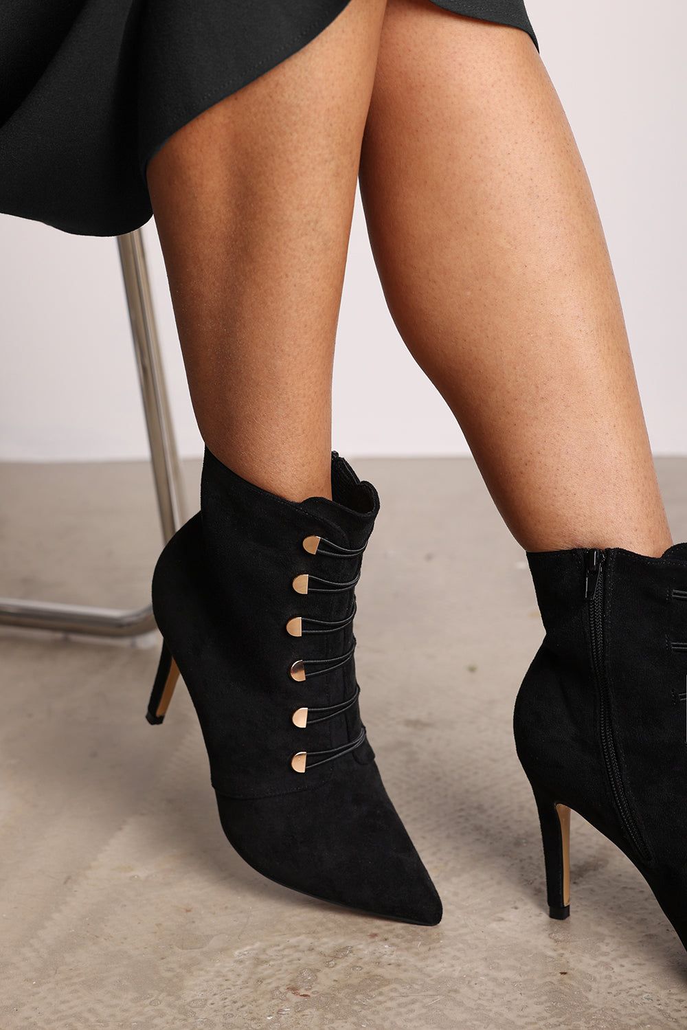 Where's That From 'Jodie' Suede Stiletto Heel Ankle Boots With Gold Detail image 5
