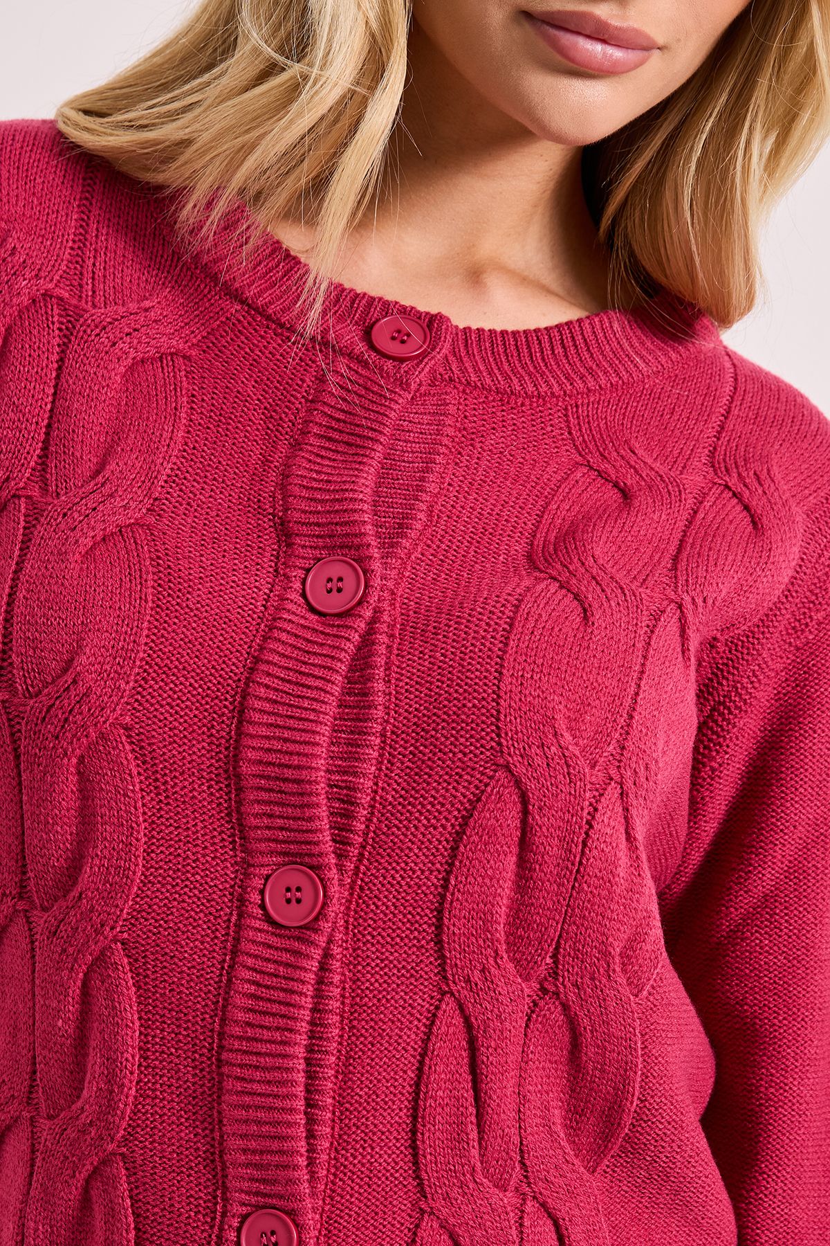 Dorothy Perkins Cable Detail Cardigan Berry image 5