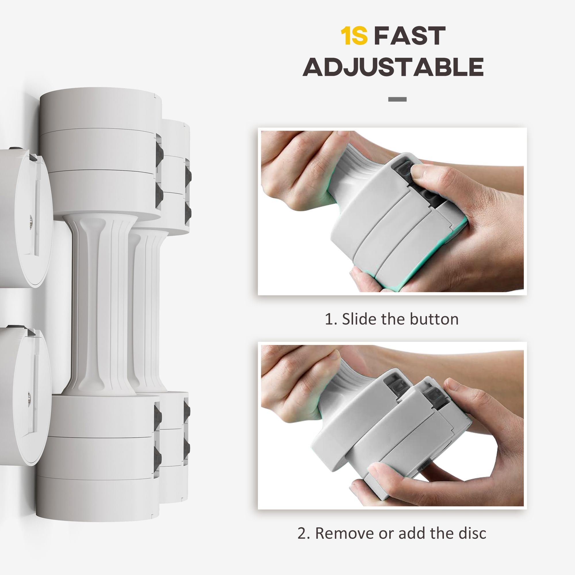 SPORTNOW Adjustable Dumbbells Set, Fast Adjust and Compact, 2.5kg x 2 image 6