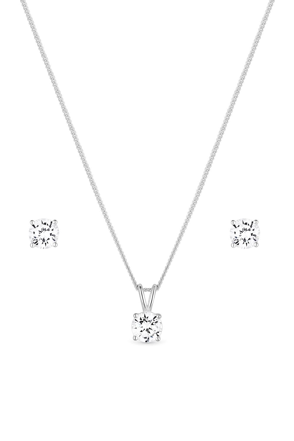Simply Silver Sterling Silver 925 Round Cubic Zirconia Necklace And Earring Set - Gift Boxed image 2