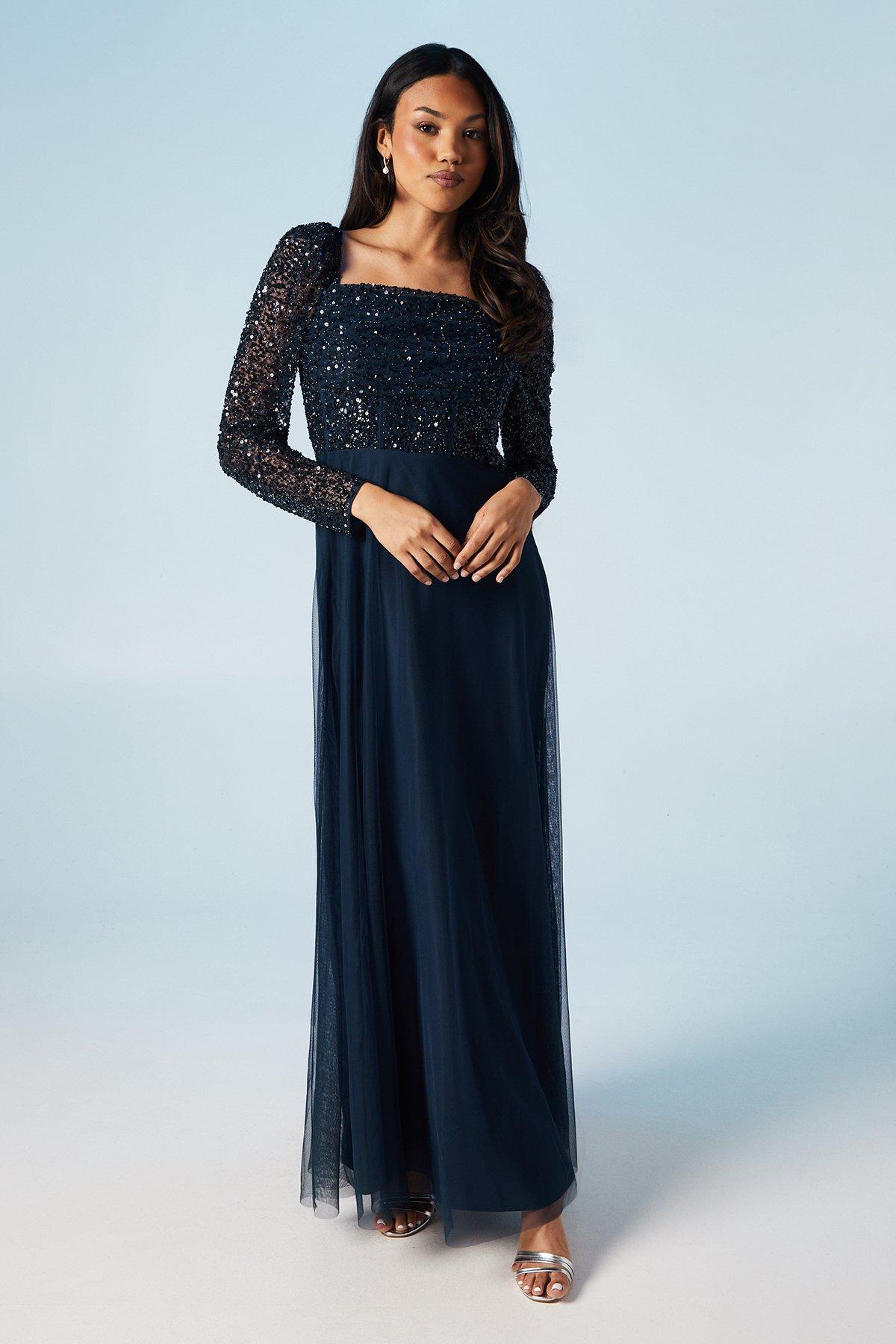 Tulle Skirt Coast Navy Long Dress Coast Sequin Bodice Tulle Skirt