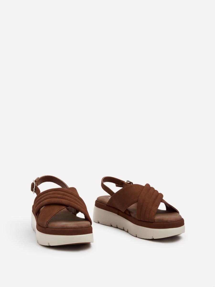 Linzi Shae Tan Faux Nubuck Padded Crossover Flatform Sandals image 3