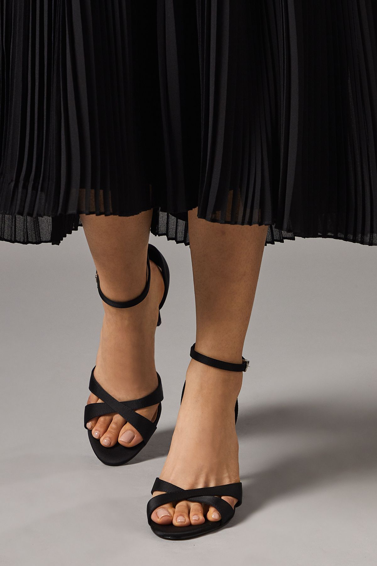 Coast Cadenza Satin Cross Strap High Stiletto Heel Sandals Black image 2